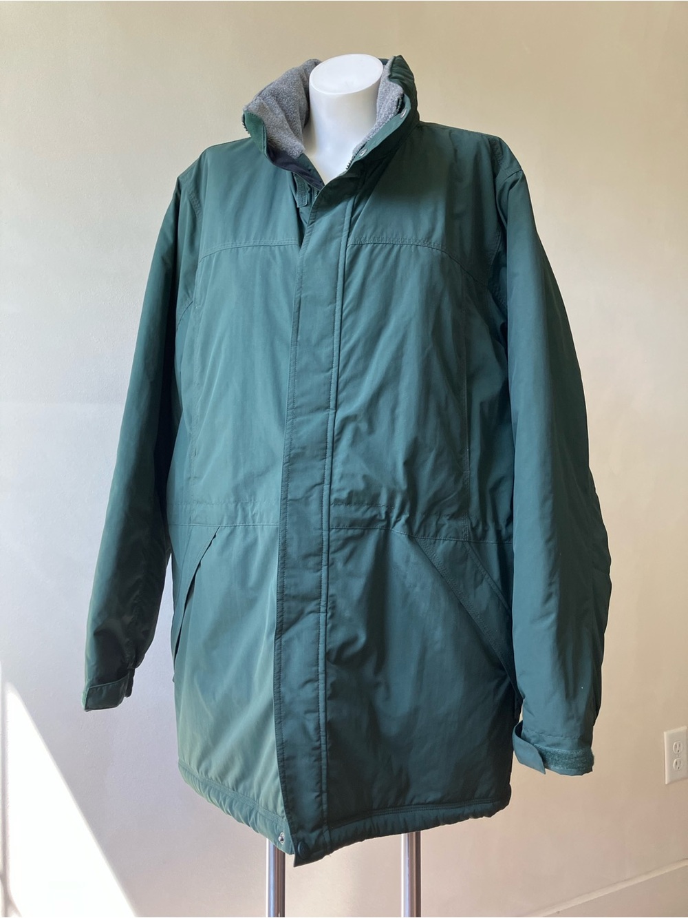 L.L. Bean | Vintage Men's Hunter Green Zip Up Fleece Lined Jacket Tall